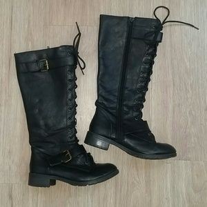 Black tall combat boots Size 5.5